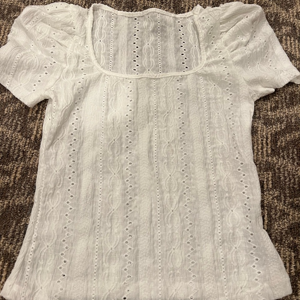 Elegant White Eyelet Women's Top